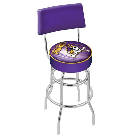 Holland Bar Stool Co 25" Chrome 2-Ring East Carolina Swivel Bar Stool, Back L7C425Ecarol-D2